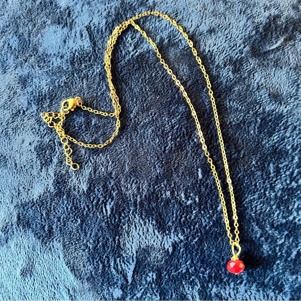 Handcrafted faceted genuine ruby pendant on chain necklace